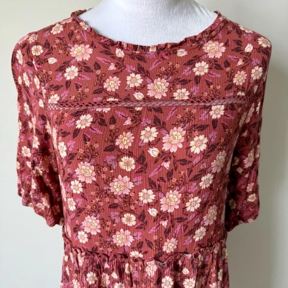 KNOX ROSE Short Sleeved Floral Tiered Boho Dress—SZ. XS - Picture 12 of 14